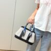 Joe Luxury Mini Garden Party Canvas & Clemence Leather Black Silver Hardware 23cm Full Handmade