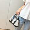 Joe Luxury Mini Garden Party Canvas & Clemence Leather Black Silver Hardware 23cm Full Handmade