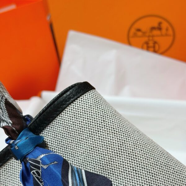 Joe Luxury Mini Garden Party Canvas & Clemence Leather Black Silver Hardware 23cm Full Handmade