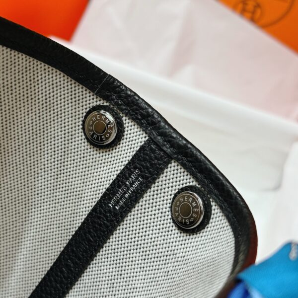 Joe Luxury Mini Garden Party Canvas & Clemence Leather Black Silver Hardware 23cm Full Handmade